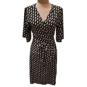 Banana Republic Black White Wrap Dress Sz 6